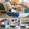 thumbnail image 5 of Abstract Collage Art 8FT Round Area Rugs for Living Room 111 Vintage Blue Oil Painting Theme Ultra-Thin Non-Slip Round Rugs Machine Washable Low Pile Circle Carpet for Bedroom Kitchen Nursery, 5 of 9