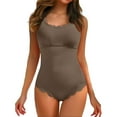 thumbnail image 1 of Womens Swimsuits Tankini Scalloped Ribbed Retro Square Neck Bathing Suits Summer Women's Swimwear Coffee, 1 of 4