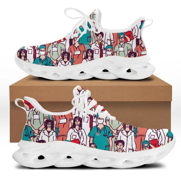 Zapatos vulcanizados con estampado médico clásico, zapatos planos de moda con diseño de médico de hospital para mujer, zapatillas cómodas y transpirables