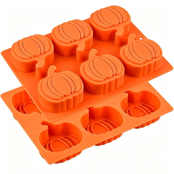 2 Pack Pumpkin Cake Molds, Silicone Pumpkin Molds for Making Halloween Thanksgiving Fall Mini Cake, Chocolate Bomb, Jello, Soap, Candle