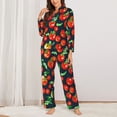 thumbnail image 2 of Picia Tomatoes Pattern Women’s Long-Sleeve Sleepwear Set - Soft 2-Piece Loungewear with Pockets, Comfy PJs for Relaxing Nights-X-Large, 2 of 7