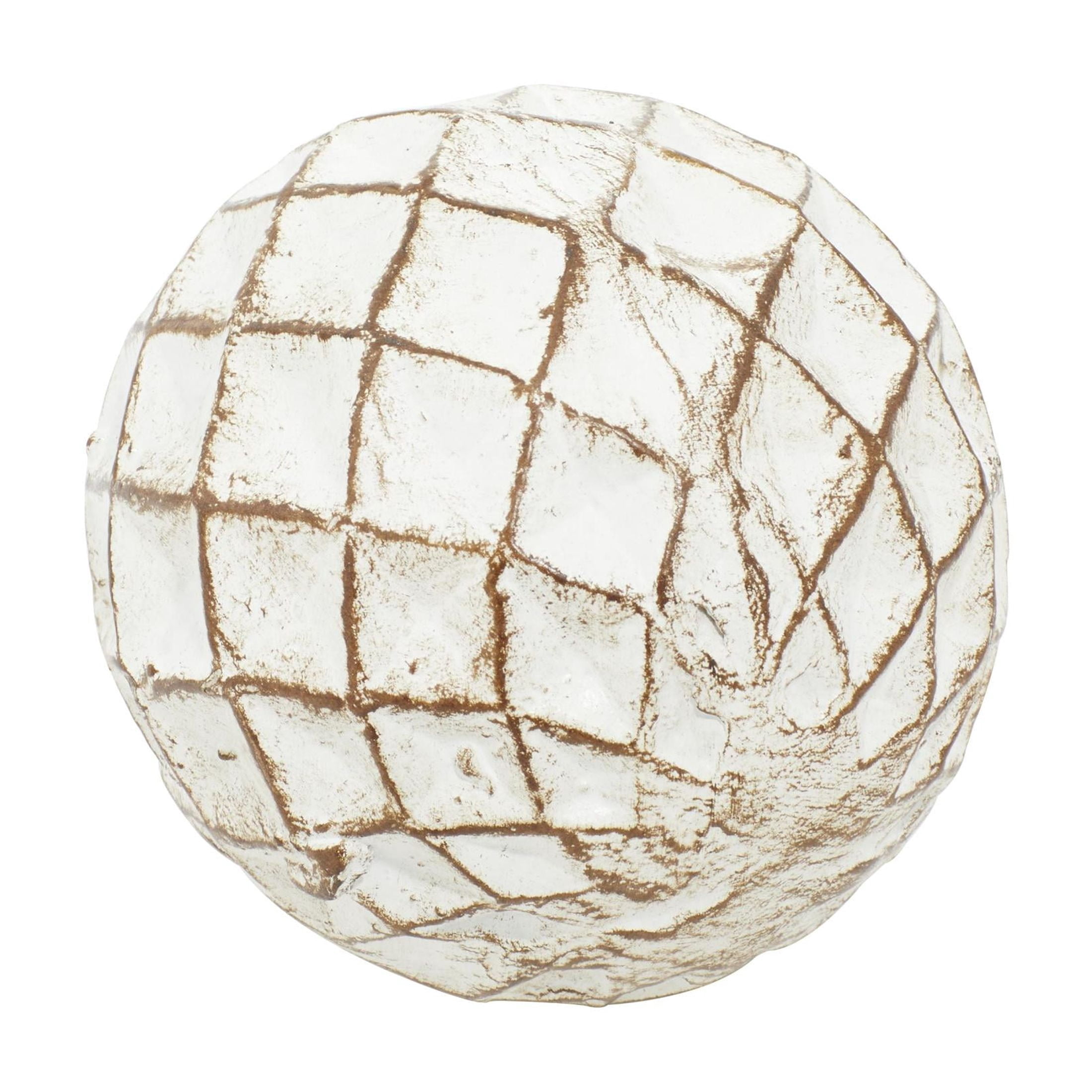 DecMode White 4" Handmade Carved Ceramic Orbs & Vase Filler with Varying Patterns (4 Count)