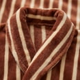 thumbnail image 3 of SHTXOZHI Flannel Sleepwear for Men Striped Bathrobe Adjustable Belt Long Robes Fleece Loungewear Winter Warm Homewear, 3 of 6