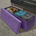 thumbnail image 3 of Sorbus Storage Ottoman Bench ? Collapsible/Folding Bench Chest with Cover ? Perfect Toy and Shoe Chest, Hope Chest, Pouffe Ottoman, Seat, Foot Rest, ? Contemporary Faux Suede (Large, Purple), 3 of 3