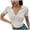 White, variant on Women Knit Crop Shirts,Summer Short Sleeve Ribbed Collared T-Shirt Solid Fitted V-Neck Tops