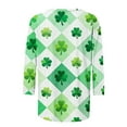 thumbnail image 5 of Craaazy Women's St Patricks Day Clothes with Irish Clover Prints Crew Neck 3/4 Sleeve Shirts, 5 of 6