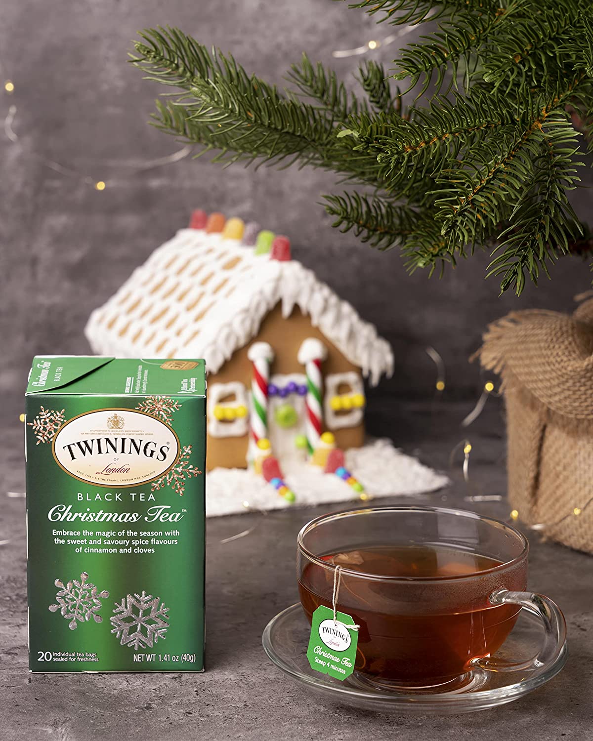 Twinings Holiday Variety Tea Bag Pack, Christmas Tea, Winter Spice, Gingerbread Joy, Peppermint Cheer, 20 Count (Pack of 4)