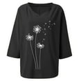 thumbnail image 4 of Leesechin 3/4 Length Sleeve Womens Tops Deals Cotton Tops for Women Summer V-Neck Short Sleeve Print Plus Size T-shirt Blouse in Clearance, 4 of 4