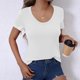 thumbnail image 5 of Camisetas Casuales de Mujer Nueva Camiseta de Manga Corta de Cuello U de Color Sólido de Verano, Poliéster, 5 of 7