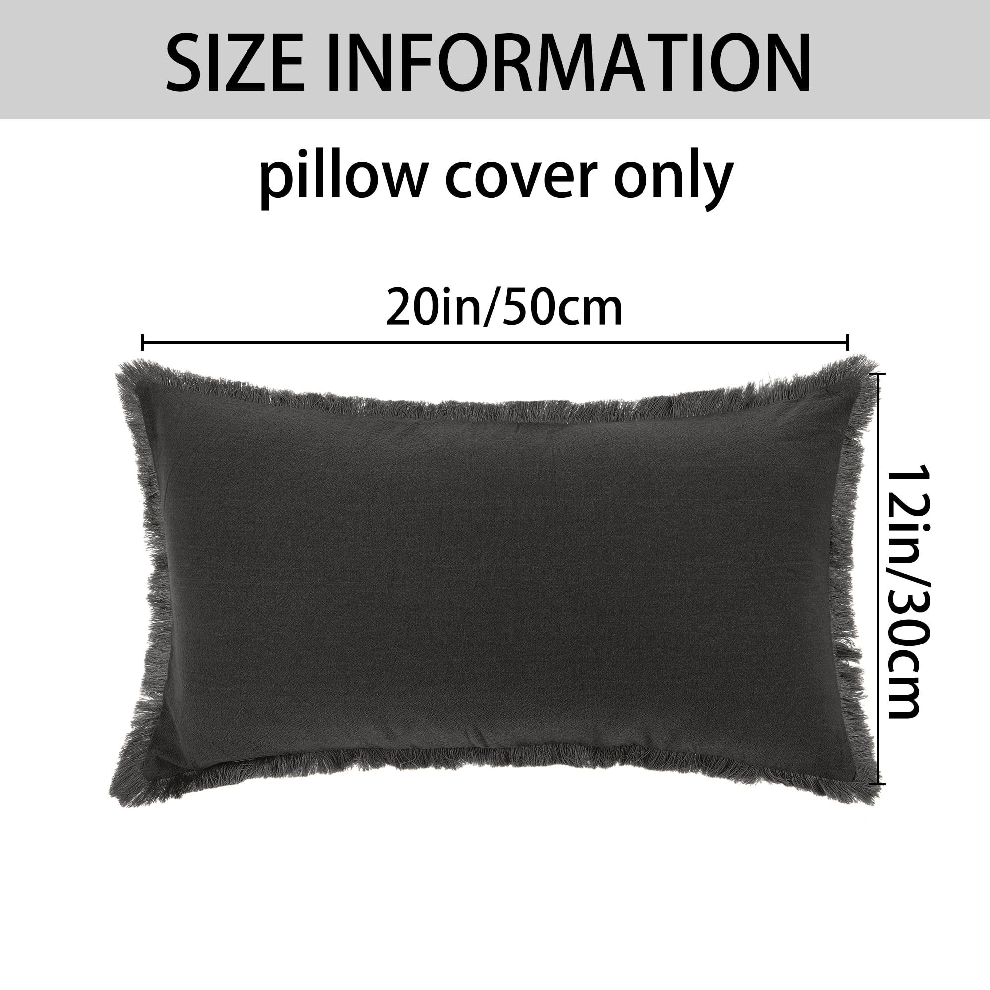 Unique Bargains 4 Pcs Cotton Throw Pillow Cover with Tassel Trim for Home Decor Gray 12" x 20"