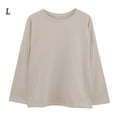 thumbnail image 1 of Camiseta de mujer Blusa suelta de manga larga de color sólido Blusa tipo sudadera, Albaricoque, L Vogacara AP001130-14, 1 of 7