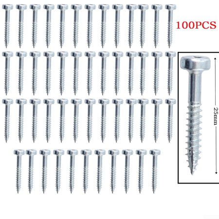 

JSSH 100pcs Pocket Hole Screw 25mm Cross Screwdriver Self Tapping Screw SQ2 Drive