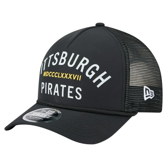 Men's-New Era  Black Pittsburgh Pirates Minimalist 9FORTY A-Frame Adjustable Hat
