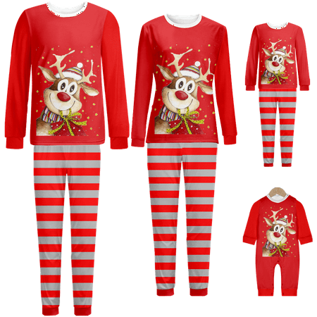 

Matching Family Christmas Pajamas Set Merry Christmas Print Sizes for Adult-Kids-Baby-Pet 2-Piece Top and Pants Bodysuits Unisex Pajamas Sets