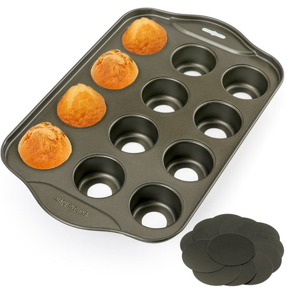 Gutsdoor Non-Stick Mini Muffin Pan with Removable Bottom Cheesecake Carbon Steel 12 Cavity