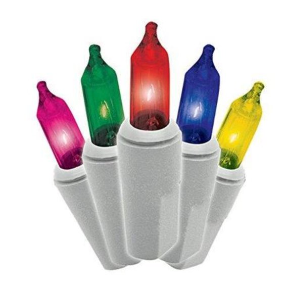 Merry and Light 100-Count Multi Color Mini Christmas Light Set, 24.75 ft White Wire