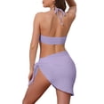 thumbnail image 3 of INSPIRAR CHIC Conjuntos de Bikini de Cuerda Circular para Mujeres de 3 Piezas con Parte Inferior Triangular y Cubierta Lateral Trajes de Baño Talla X-Large Color Púrpura Claro, 3 of 5