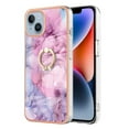 thumbnail image 6 of ELEHOLD Plating Rugged Case For iPhone 15 Slim Marble Pattern Heavy Duty Shockproof Stand Cover, with Shiny Rotating Ring Stand, Pink, 6 of 6