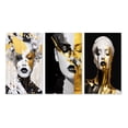thumbnail image 2 of Designart "Exquisite Young Woman Glamorous Gold Portrait VI" Fashion Woman Wall Art Set Of 3 - Glam Gold Gallery Wall Set For Home Decor, 2 of 6