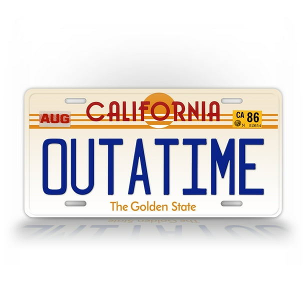 California OUTATIME Replica Auto Tag Back To The Future Movie Delorean