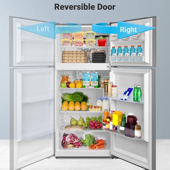 SMAD 13.9 Cu ft Top Freezer Refrigerator Full Size 28 in.W Frost Free LED Light Stainless Steel