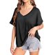 thumbnail image 1 of Camisetas de Gran Tamaño para Mujer, Cuello en V, Corta, Camisetas Holgadas Informales de Verano. Negro XXL, 1 of 9
