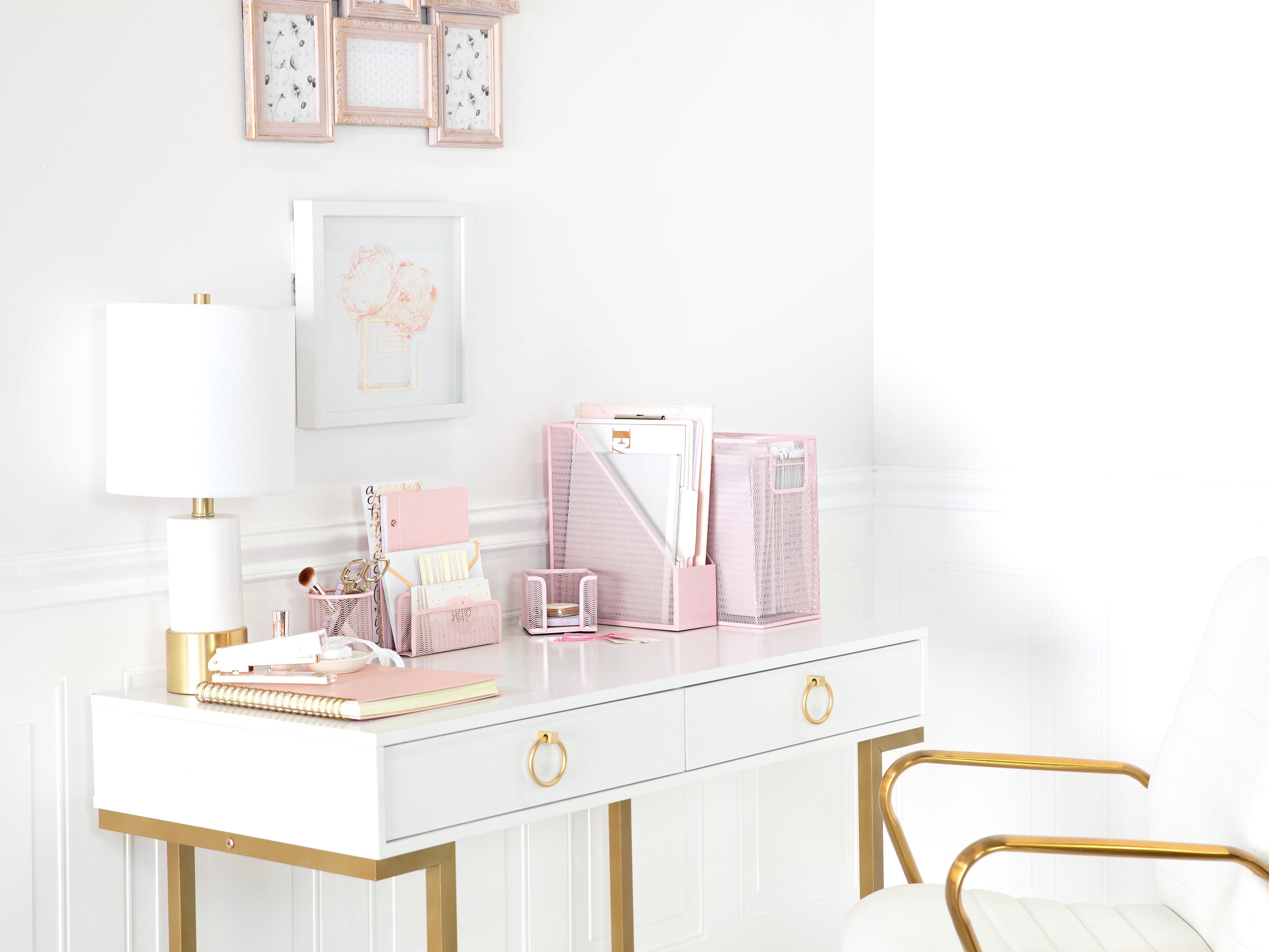 Blu Monaco Piece Pink Office Supplies Desk Organizer Set