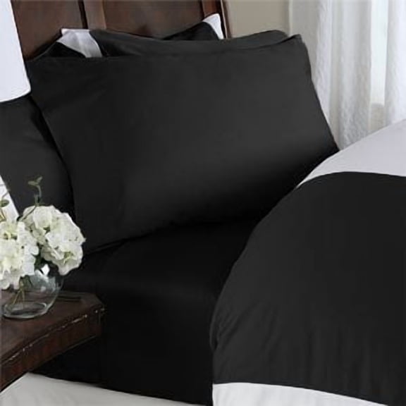 Elegant Comfort Luxurious Soft 1500 Thread Count Egyptian 6-Piece Premium Hotel Quality Wrinkle and Fade Resistant Coziest Bedding Set, Easy All Around Elastic Fitted Sheet, Deep Pocket King, Black