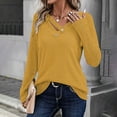 thumbnail image 2 of Lenpel Women's Tunic Tops Soft Long Sleeve V Neck Solid Color Ribbed Casual Shirts Fashion Fall Blouses, 2 of 6