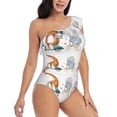 thumbnail image 3 of Gukieu Animals in Transport Print One-shoulder Ruffled One-piece Swimsuit with Removable Chest Pads and Tummy-control Swimsuit for Women-Large, 3 of 6