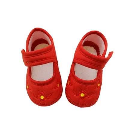 

SIMANLAN Newborn Sneakers Soft Sole First Walkers Shoe Cartoon Crib Shoes Baby Girls Boys Cute Flats Infant Prewalker Walking Sneaker Sunflower Red 4C