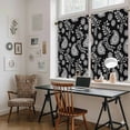 thumbnail image 5 of Black Paisley Kitchen Curtains 45 Inch Length, Ethnic Vintage Floral Botanical Abstract Tiers Curtains for Bathroom Bedroom Cafe, Light Filtering Small Window Treatment Drapes 2 Panels 42"Wx45"L, 5 of 8