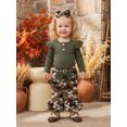 thumbnail image 4 of RUINIXCW Baby Girls Fall Outfit Long Sleeve Romper Camo/Floral Flared Pants Headband, 4 of 8