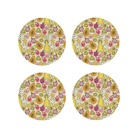 

Leather Coasters with Heat-resistant for Drinks cute fruits -标题2 Round Shape