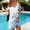 Light Blue, variant on Ladies' Summer Dress Fashion Printed Strap Beach Skirt Off Shoulder Short Sleeve V-neck Short Dress