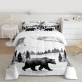 thumbnail image 2 of Manfei Safari Animal Bear Bedding Comforter Set,Rustic Snow Pine Twin Comforter Sets,White Black Bedding Set For Adults,Ultra Soft Home Decor Reversible,2 Pieces, 2 of 8