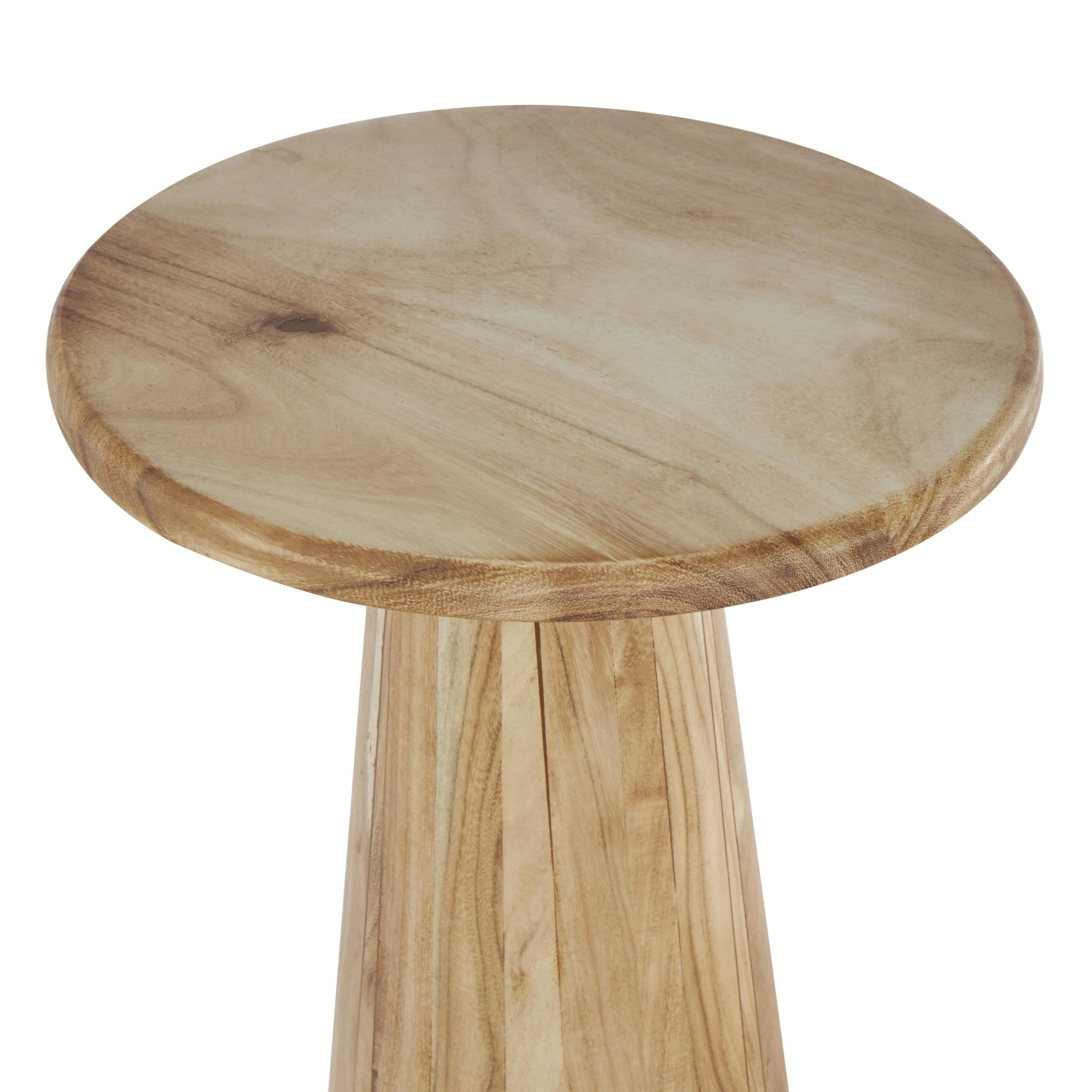 DecMode 20" x 24" Light Brown Wood Accent Table with Natural Wood Grains and Cone Shaped Bases, 3-Pieces