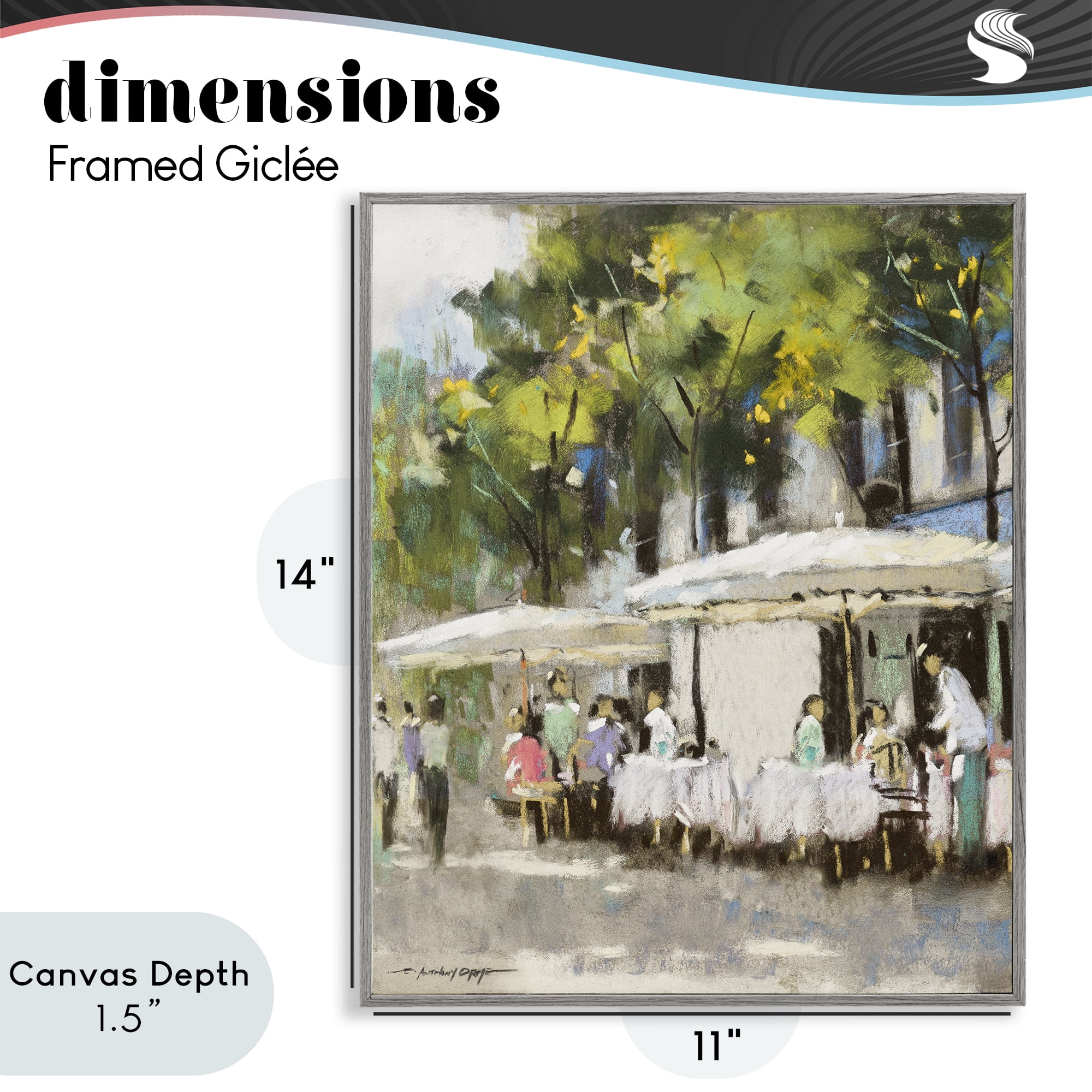 Stupell Industries Sunny Street Cafe Dining Gray Framed Giclee Art, design by Anthony Orme