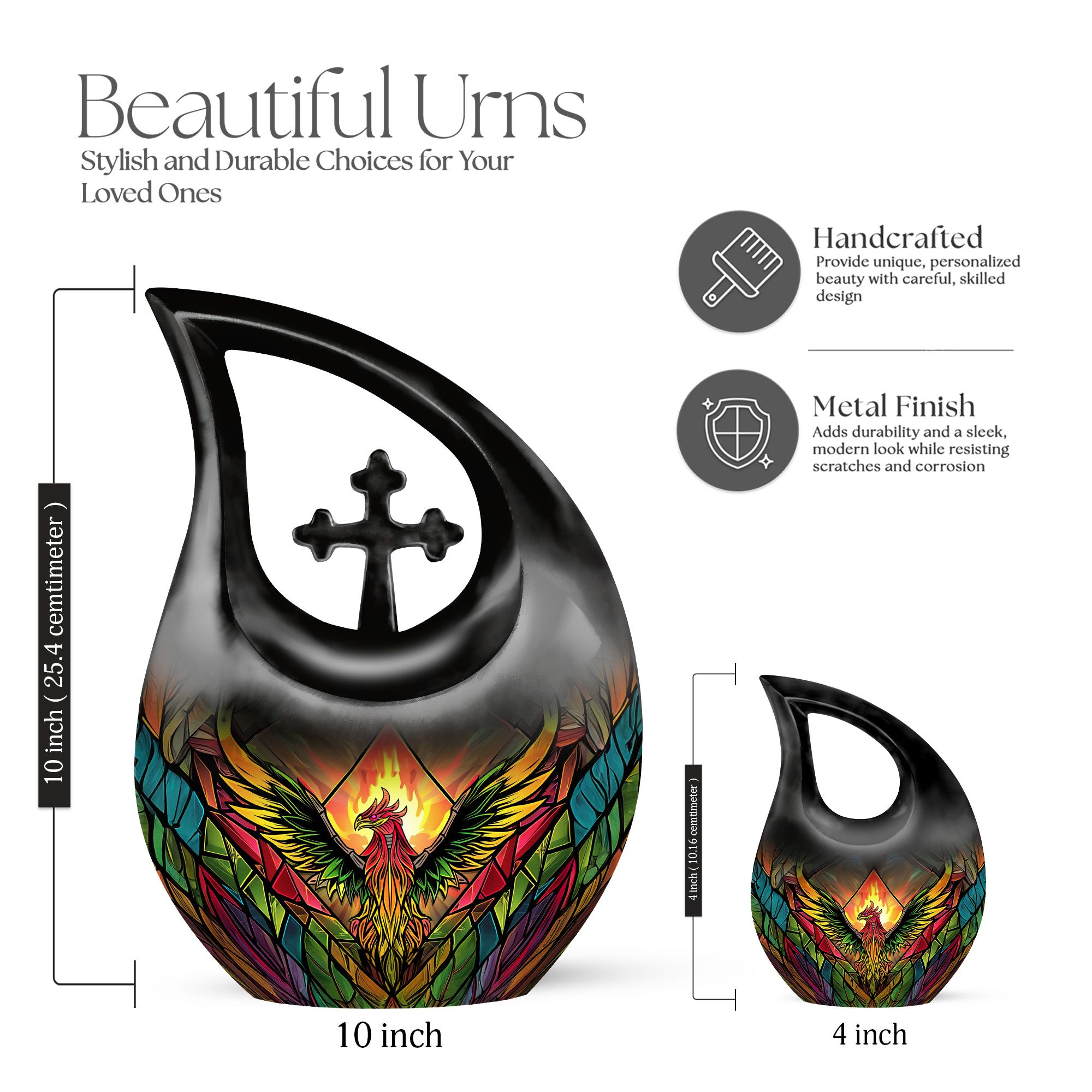 MUKTIVE Colorful Phoenix Burial Urns for Human Ashes Remains, Funeral Urns for Human Ashes Adult Male & Female Cremation, Holds 180 Cubic, Combo Sets Urn for Mom (1 Large 10 ", 4 Keepsake 3 ")
