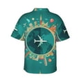 thumbnail image 3 of Daiia Around The Planet Hawaiian Shirt for Men Gentle Cotton Regular Short Sleeve Casual-X-Large, 3 of 9