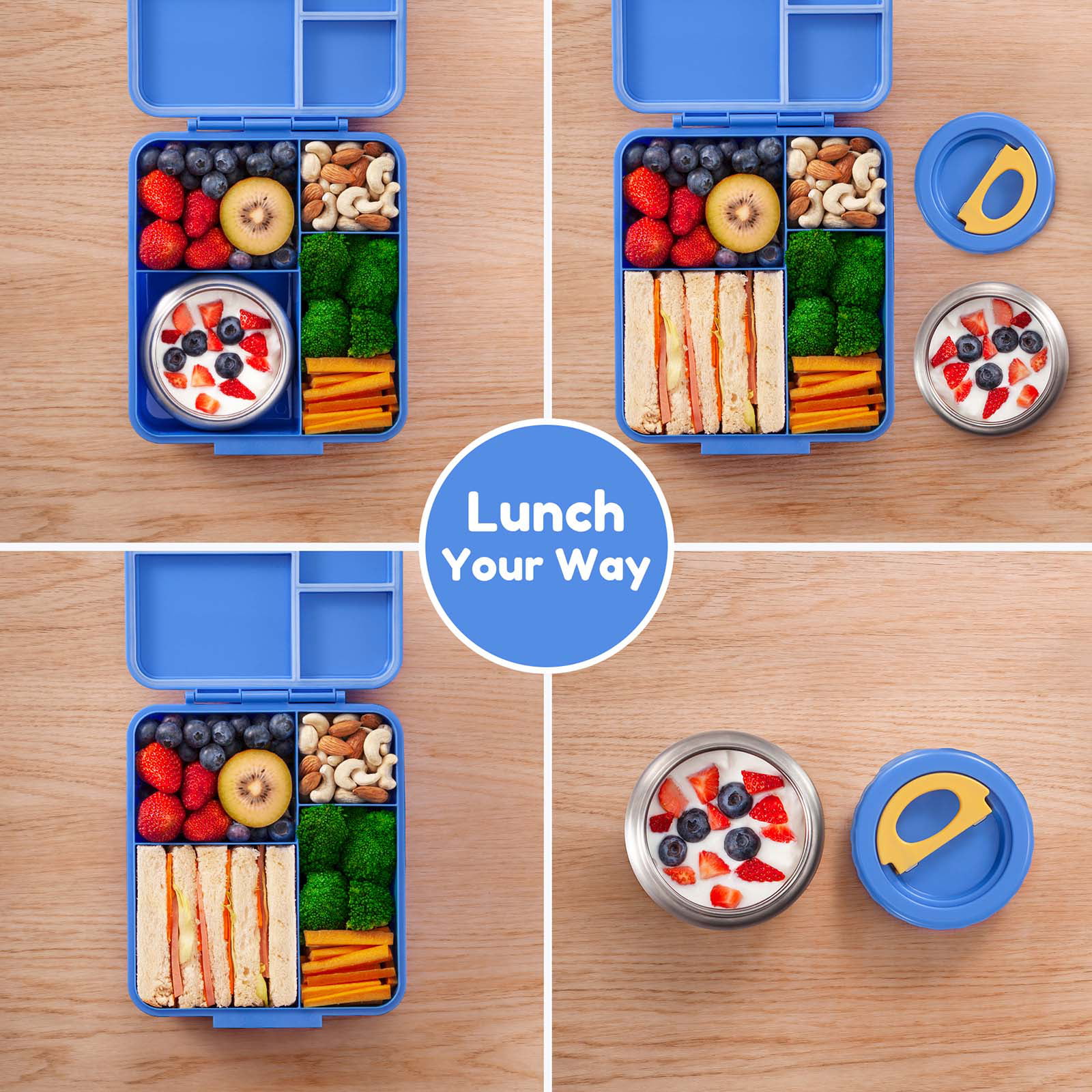 Caperci Kids Bento Lunch Box with Insulated Thermos - Leakproof