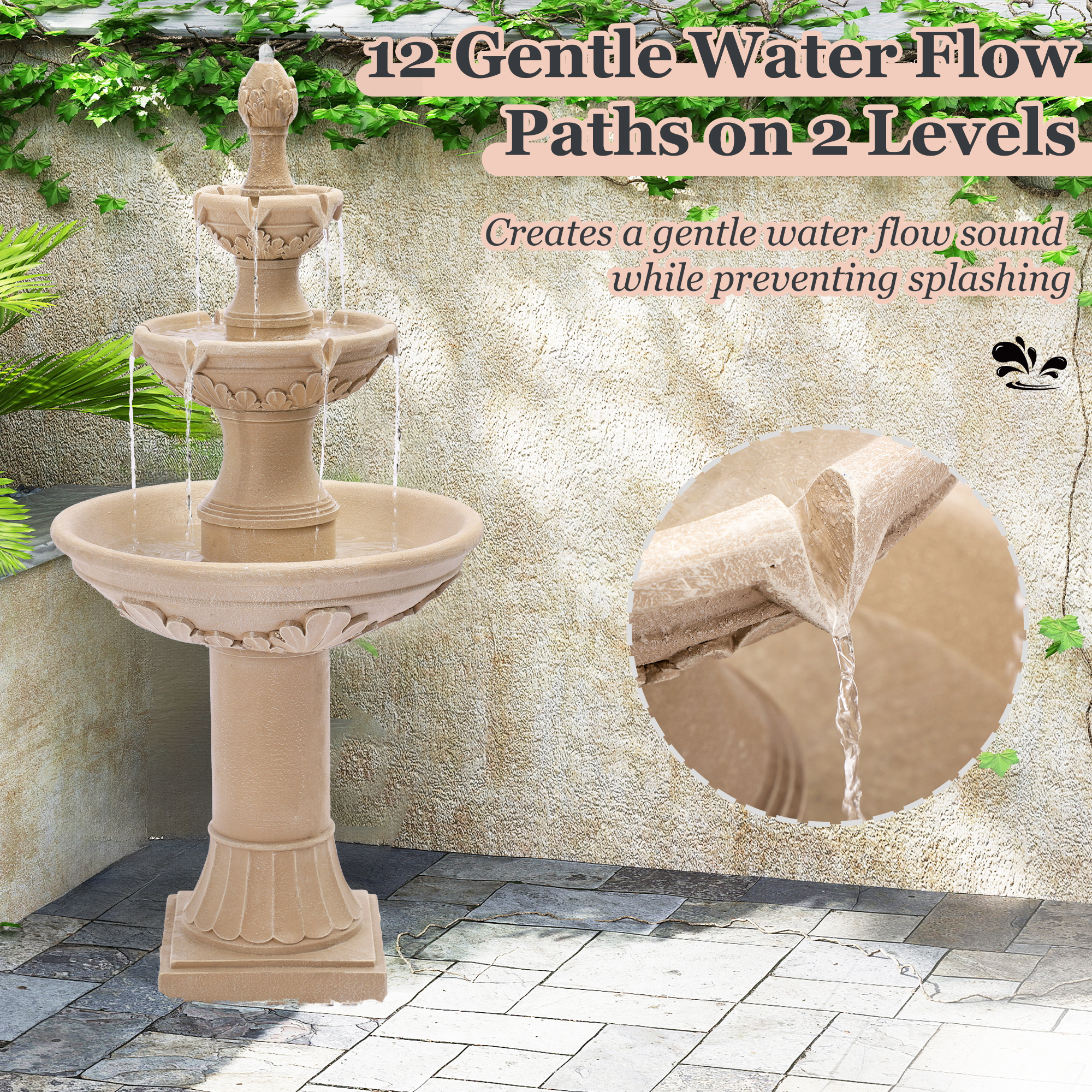 Haverchair Outdoor Pineapple Italian Water Fountain - 48.4" H Floor Bubbler Garden Waterfalls Fountain, 3 Tiered Cascading Freestanding Garden Fountain for Indoor, Yard, Lawn and Garden Décor