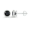 thumbnail image 2 of Decadence 925 Sterling Silver 6mm Round Bezel Set Natural Black Onyx Birthstone Screwback Stud Earrings, 2 of 7