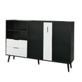 thumbnail image 4 of Sideboard Buffet Cabinet, 2 Door Storage Cabinet with 2 Drawers, Metal Handles and 5 Feet, Open Storage Space Coffee Bar Cabinet, 4 of 8