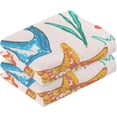 thumbnail image 2 of SKYSONIC Marine Painting Patterned Hand Towels 2 PCS, Cotton Bath Towel for Drying Face Hands Body ,Absorbent Lightweight Towels for Bathroom Ktichen Travel Gym, 16"x28", 2 of 7