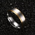 thumbnail image 3 of 316L Stainless Steel Silver Brushed Gold Plating Bands Men Women's Couple Rings, 3 of 8