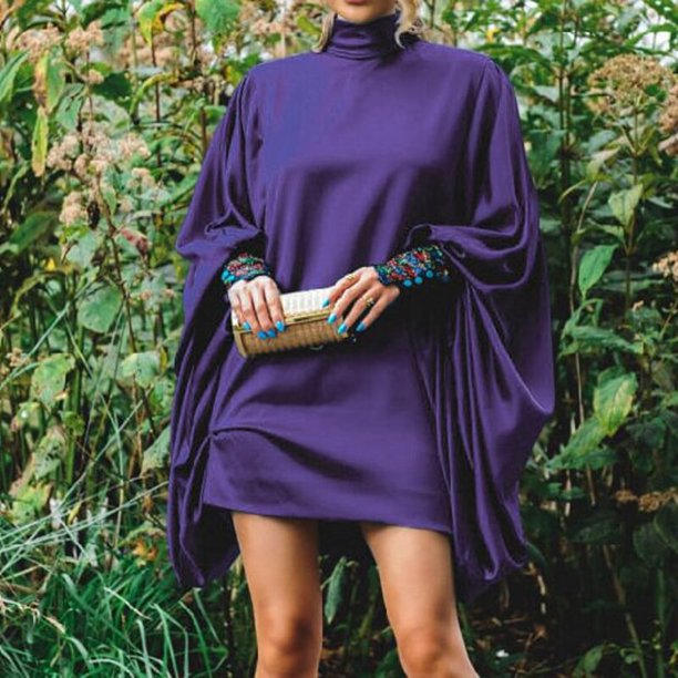 Casual Satin Solid Party Dresses Spring Fashion Puff Sleeve O-Neck Mini Dress Retro Loose Office Commuter Women's Dress VestidosS Gao Jinjia LED