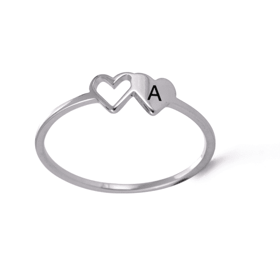 Z.LP Jewelry Women's heart-shaped ring, letter A heart-shaped ring