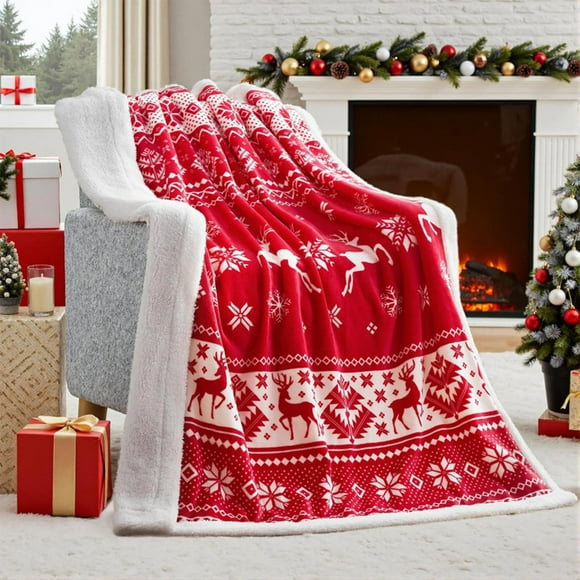 Danhjin Couverture en Flanelle Noël Douce Couverture en Flanelle Chaude Moelleuse Couverture Décorative des Fêtes Couverture d'Hiver Confortable pour Sofa Couverture d'Automne