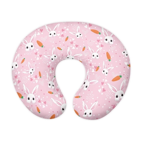 GIFTPUZZ Rabbit Pattern Pillowcase for Newborn, Bottle Breast Feeding Pillow Covers with Zipper, Polyester Nursing Pillow Cover Cute